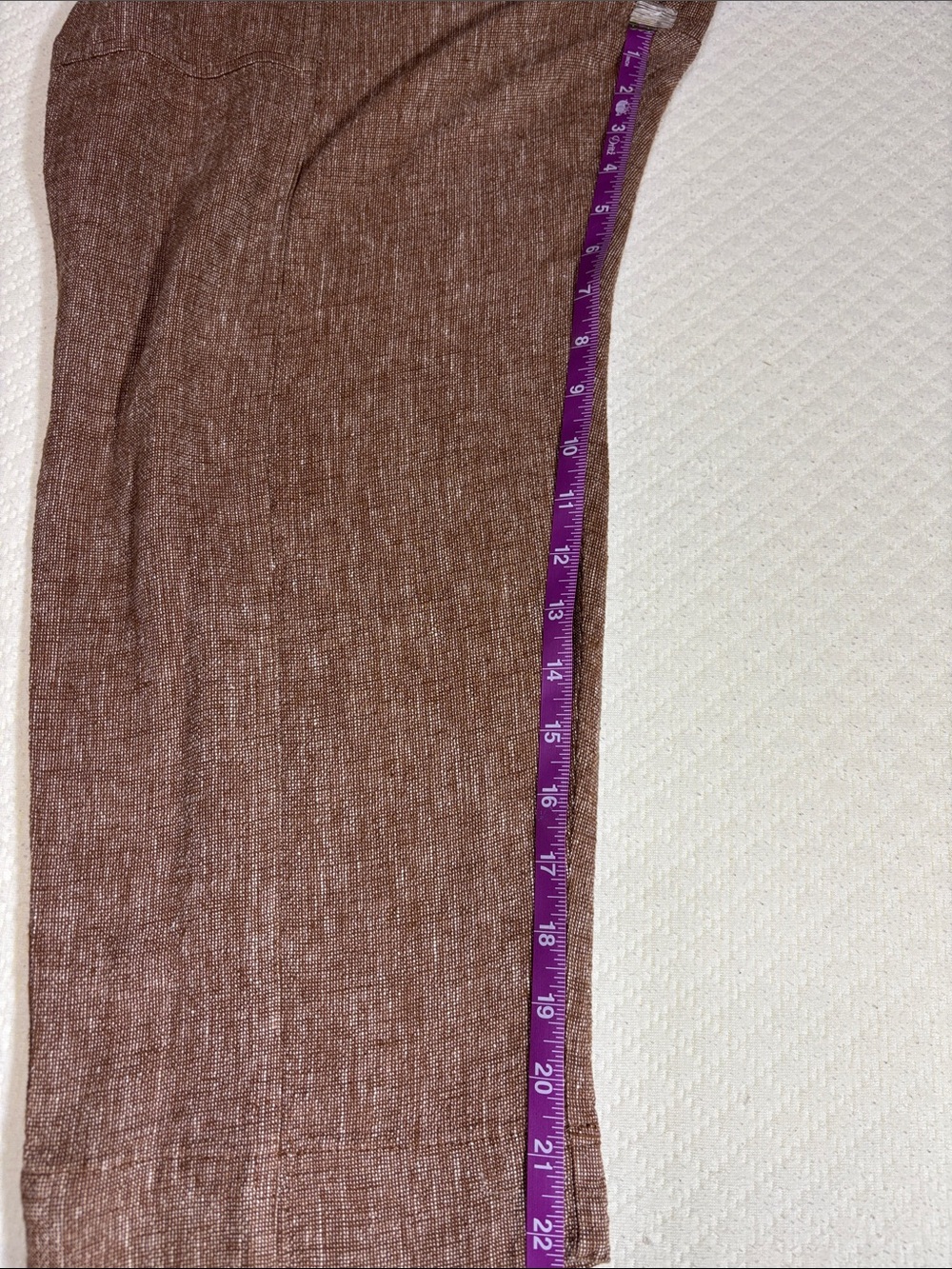 Ellen Tracy Brown Textured Linen-Blend Cropped Chinos 55% Linen 45% Rayon - Picture 11 of 12